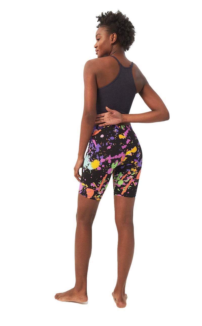 sissycos Women's 80s Biker Shorts Artistic Splash Printed Buttery Soft Short Leggings (Large-XX-Large, Color Splash Black) - Image 4